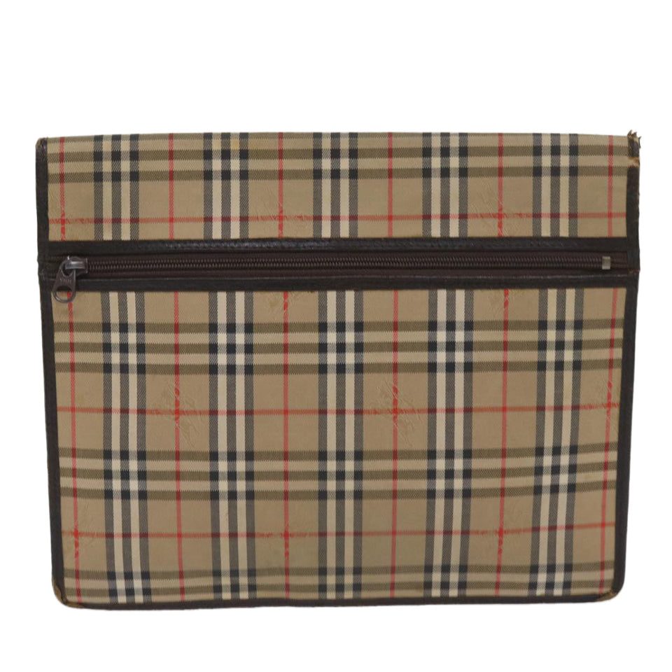 Luxury BurberrySs Nova Check Clutch Bag Canvas 2Set Beige Brown Auth ac2698