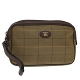 Luxury BurberrySs Nova Check Clutch Bag Canvas Beige Auth ac2857
