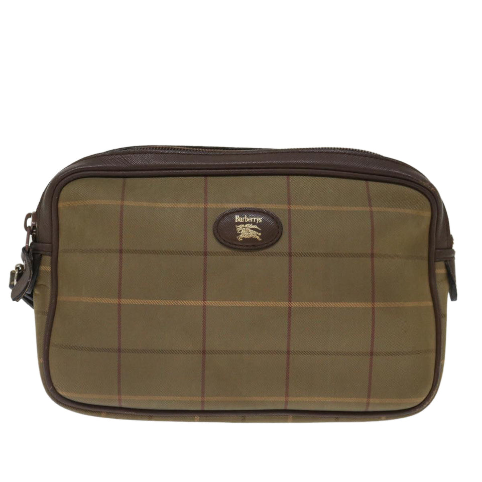Luxury BurberrySs Nova Check Clutch Bag Canvas Beige Auth ac2857