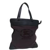 Luxury Burberry Tote Bag Canvas Bordeaux Black Auth ac2860