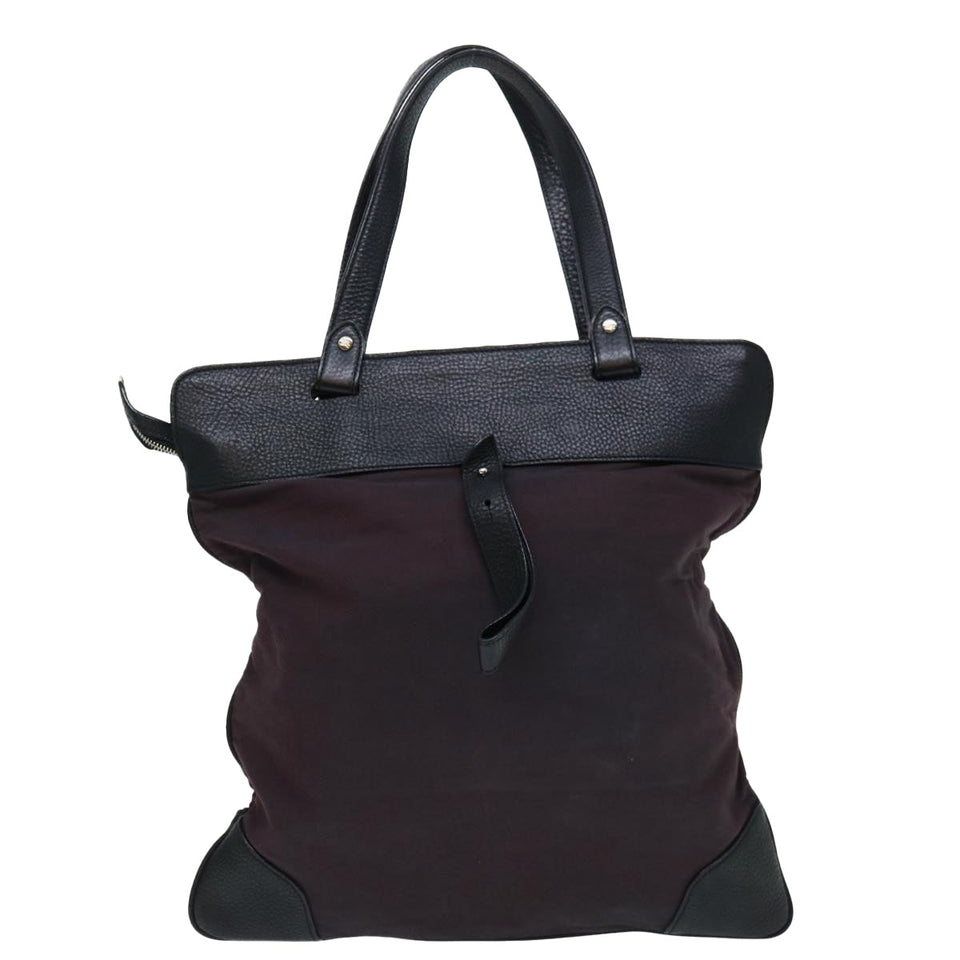 Luxury Burberry Tote Bag Canvas Bordeaux Black Auth ac2860
