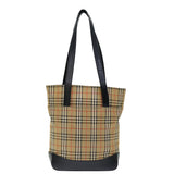 Luxury Burberry Nova Check Shoulder Bag Canvas Beige Black Auth ac2917