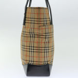 Luxury Burberry Nova Check Shoulder Bag Canvas Beige Black Auth ac2917
