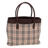 Luxury Burberry Nova Check Tote Bag Canvas Beige Auth ac3071