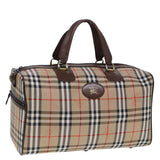 Luxury BurberrySs Nova Check Boston Bag Canvas Beige Auth ac3072