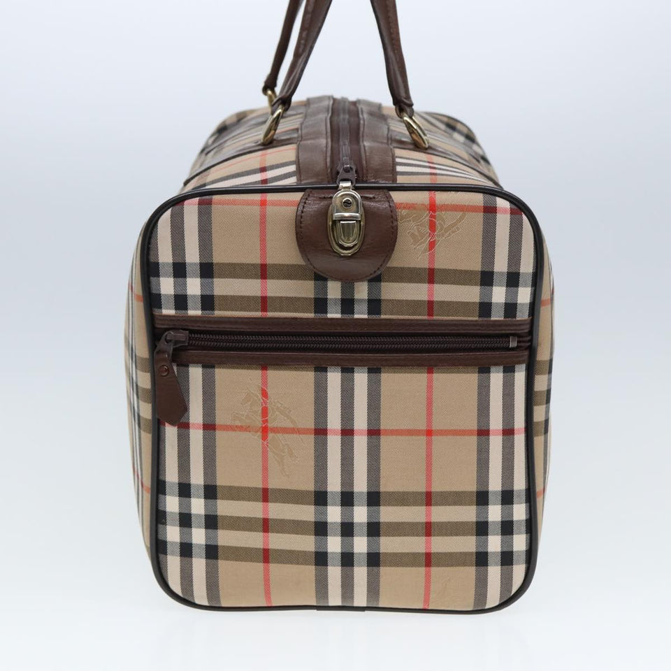 Luxury BurberrySs Nova Check Boston Bag Canvas Beige Auth ac3072