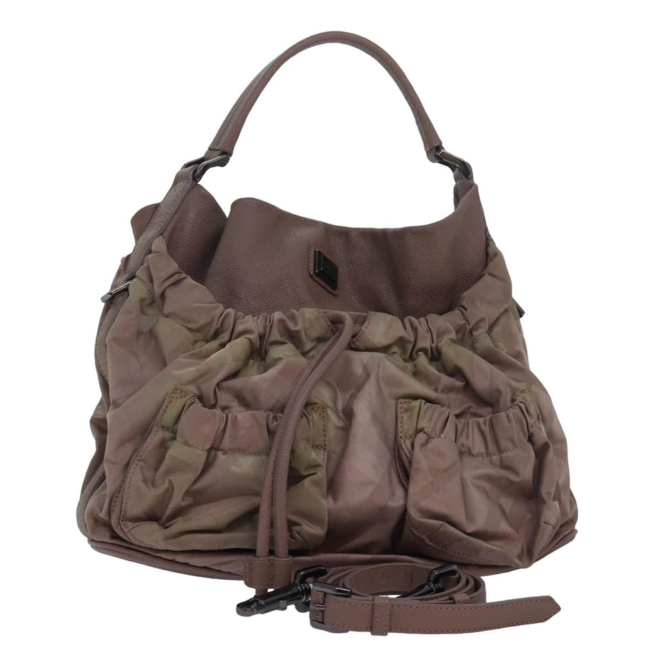 Luxury Burberry Nova Check Shoulder Bag Leather 2way Beige Auth ac3125