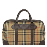 Luxury BurberrySs Nova Check Boston Bag Canvas Beige Auth ac3128