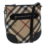 Luxury Burberry Nova Check Shoulder Bag Coated Canvas Beige Auth ac3255