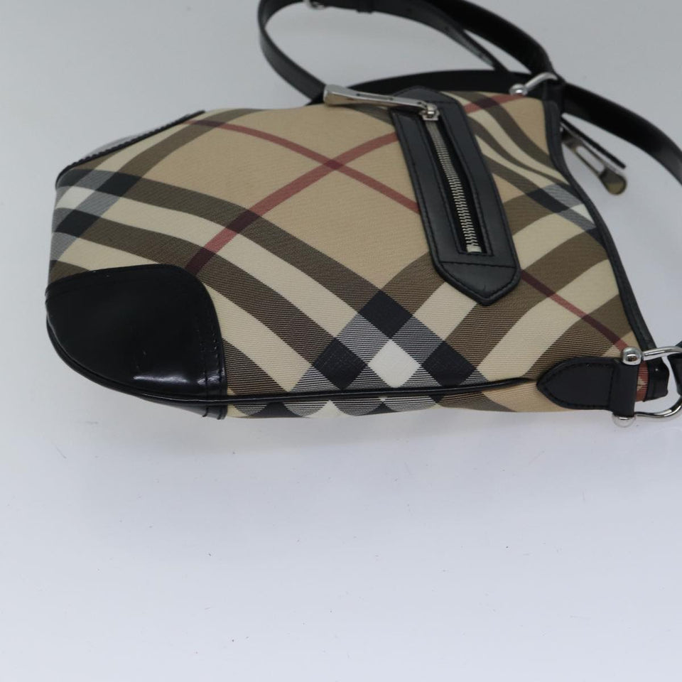 Luxury Burberry Nova Check Shoulder Bag Coated Canvas Beige Auth ac3255
