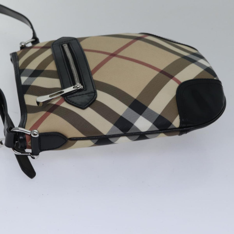 Luxury Burberry Nova Check Shoulder Bag Coated Canvas Beige Auth ac3255