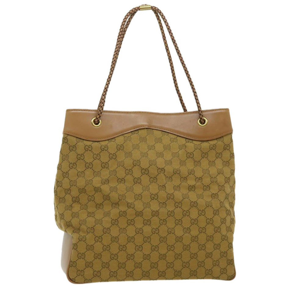 Gucci GG Canvas Tote Bag Brown Gold ac905