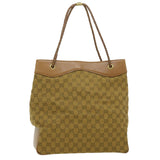 Gucci GG Canvas Tote Bag Brown Gold ac905