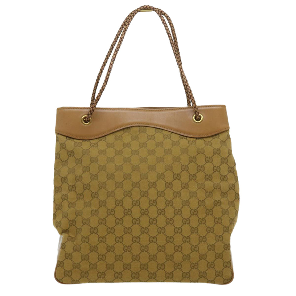 Gucci GG Canvas Tote Bag Brown Gold ac905