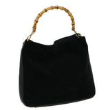 Gucci Bamboo Hand Bag Suede Leather Black ac987