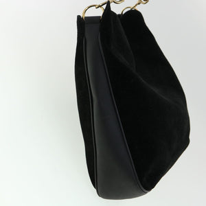 Gucci Bamboo Hand Bag Suede Leather Black ac987