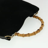 Gucci Bamboo Hand Bag Suede Leather Black ac987