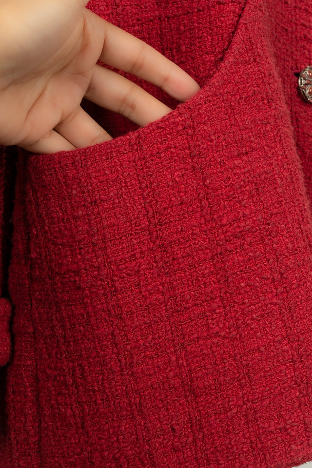 Chanel Red Tweed Jacket – Cotton & Silk Lining | Bags Junction