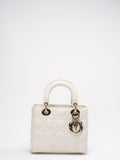 Christian Dior White Small Lady Dior Bag in Cannage Lambskin 2017