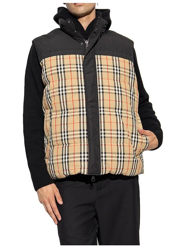 Luxury Burberry Check Panel Reversible Vest Beige
