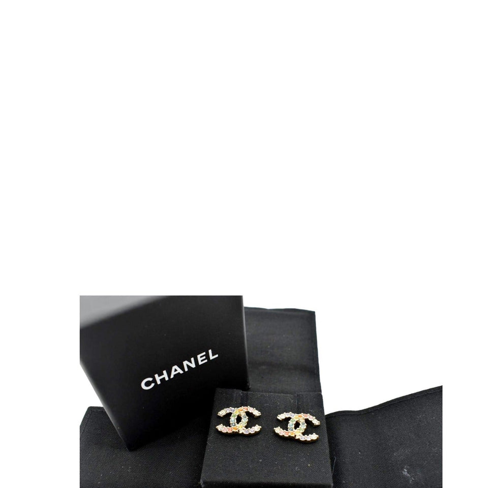 Chanel CC Over The Rainbow Crystal Earring Gold Multicolor