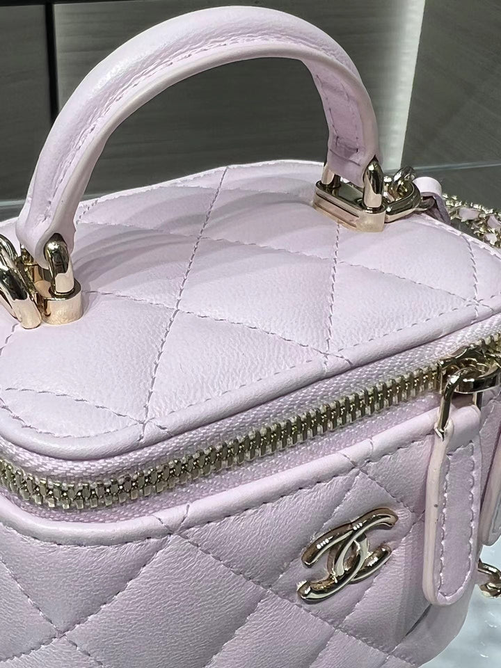 Chanel Mini Vanity Case Light Pink Quilted Lambskin with Mirror | Bags Junction