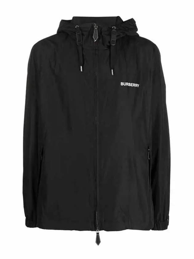 Luxury Burberry Men's Horseferry Logo Hooded Jacket Black