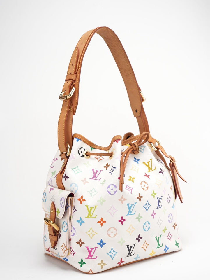 Louis Vuitton White Multicolor Takashi Murakami Bucket Canvas Bag