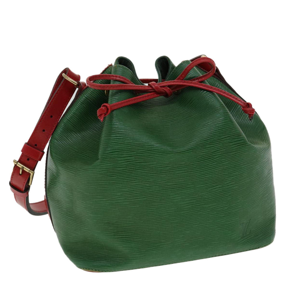 Louis Vuitton Epi Petit Noe Bicolor Shoulder Bag Green Red LV Auth ai476