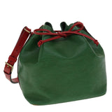 Louis Vuitton Epi Petit Noe Bicolor Shoulder Bag Green Red LV Auth ai476