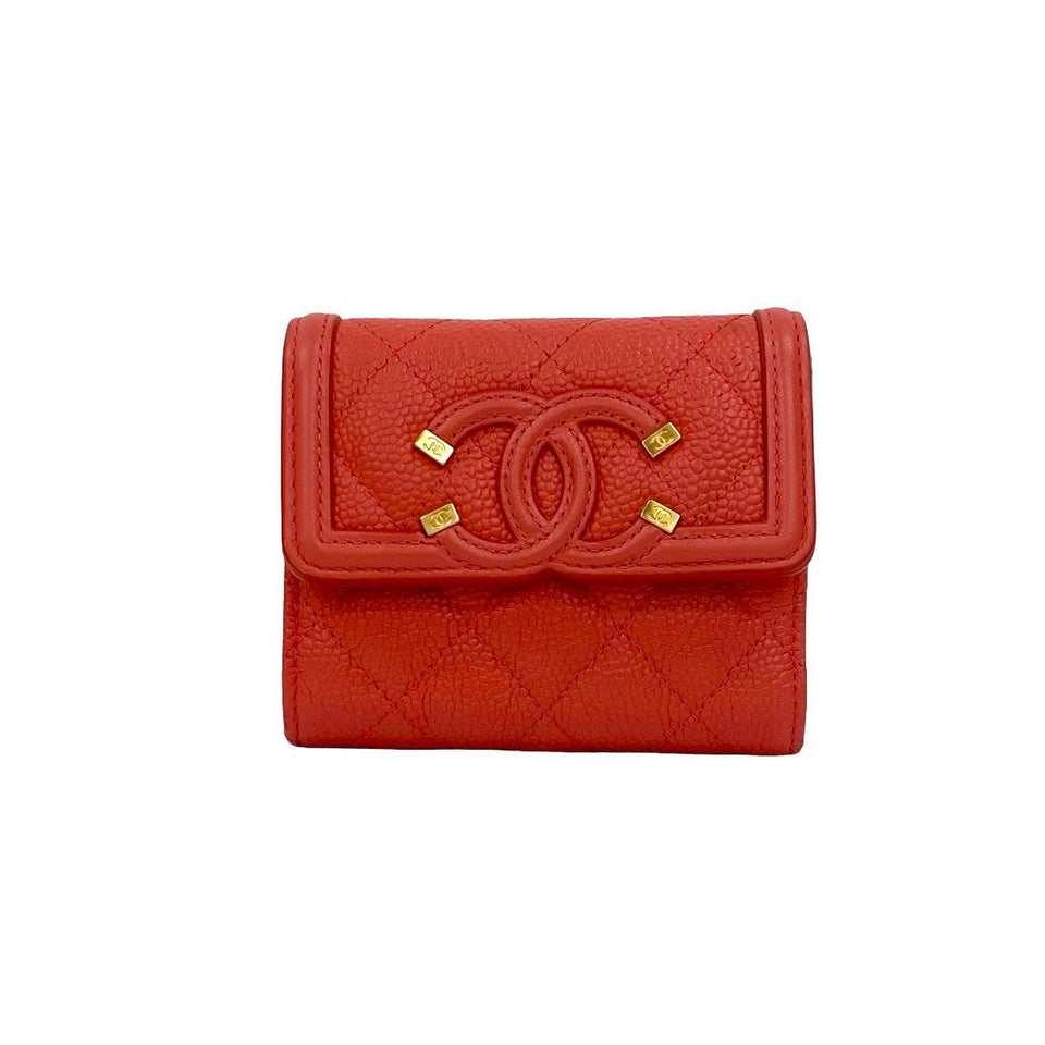 Chanel CC Filigree Caviar Compact Wallet