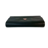 Chanel Coco Mark Clover Motif Leather Long Wallet