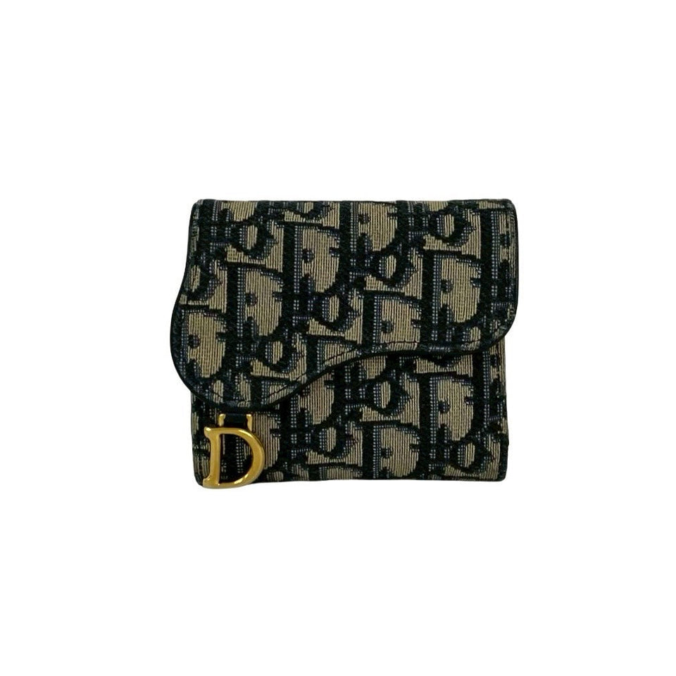 Christian Dior Oblique Canvas Leather Trifold Wallet