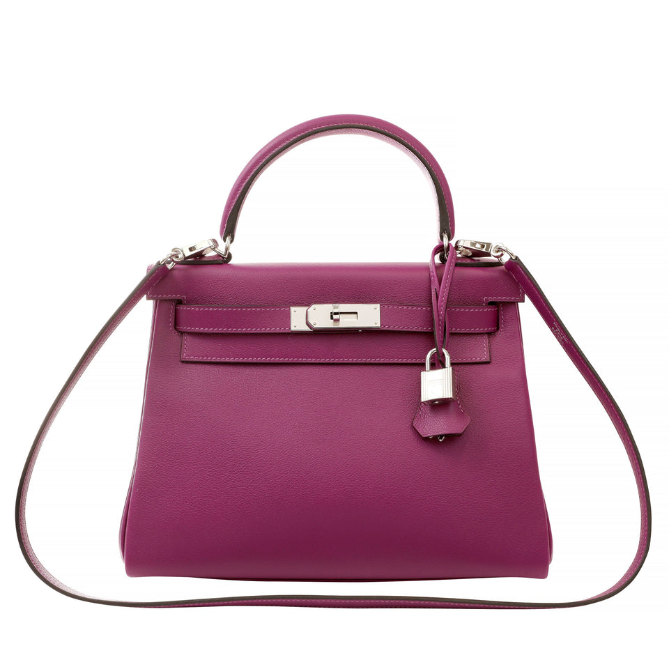 Hermes 28cm Anemone Evercolor Kelly w/ Palladium Hardware