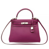 Hermes 28cm Anemone Evercolor Kelly w/ Palladium Hardware