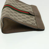 Gucci GG Canvas Web Sherry Line Clutch Bag Beige Red Green am3107