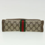 Gucci GG Canvas Web Sherry Line Clutch Bag Beige Red Green am3107