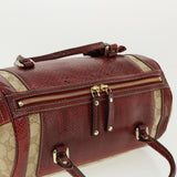 Gucci GG Canvas Hand Bag Snake skin Beige Red 189825002122 am3163