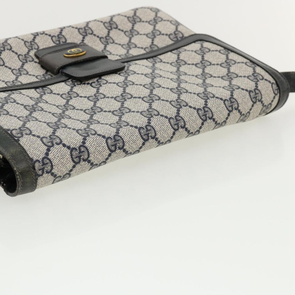 Gucci GG Canvas Shoulder Bag PVC Leather Navy am3194