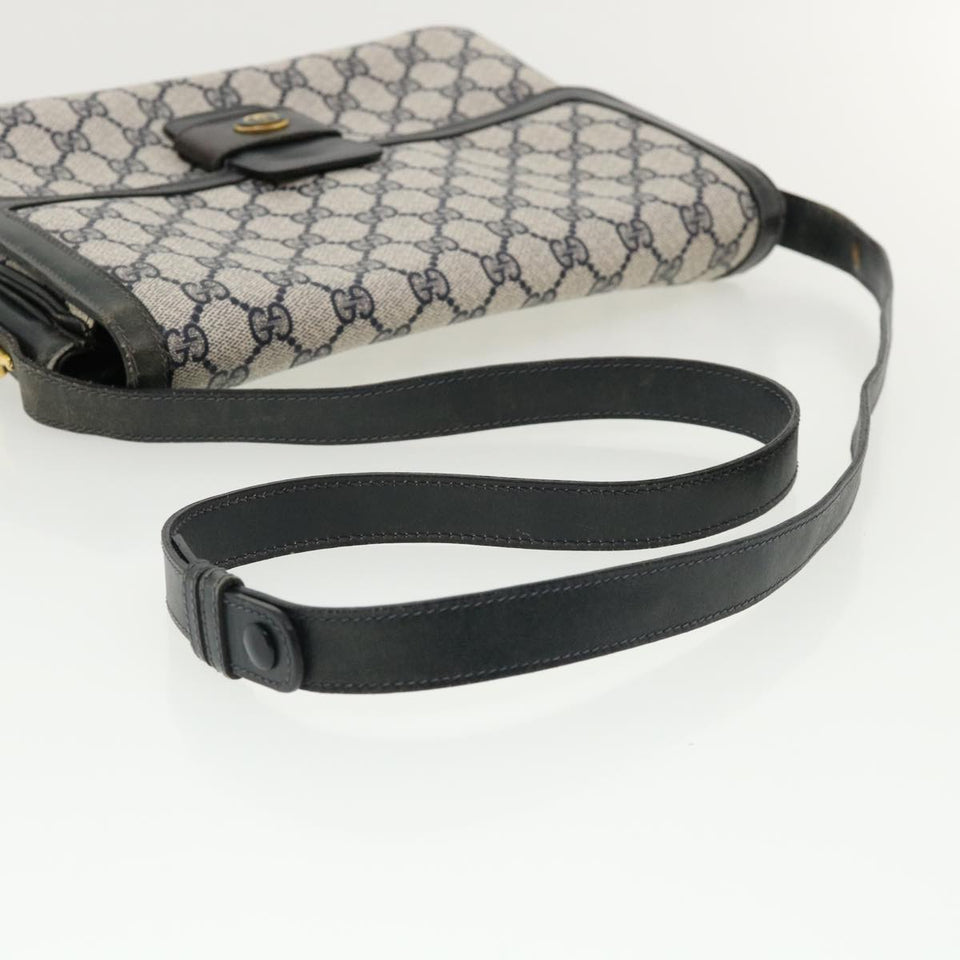 Gucci GG Canvas Shoulder Bag PVC Leather Navy am3194