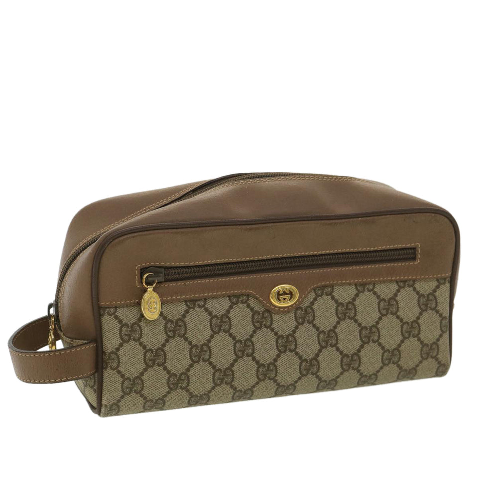Gucci GG Canvas Clutch Bag PVC Leather Beige am3609