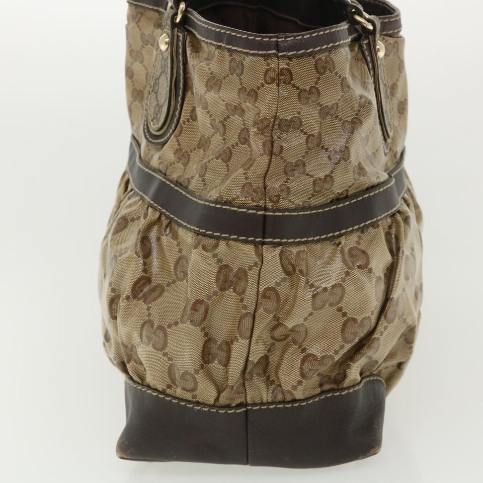 Gucci GG Canvas Tote Bag Coated Canvas Beige Dark Brown am3623