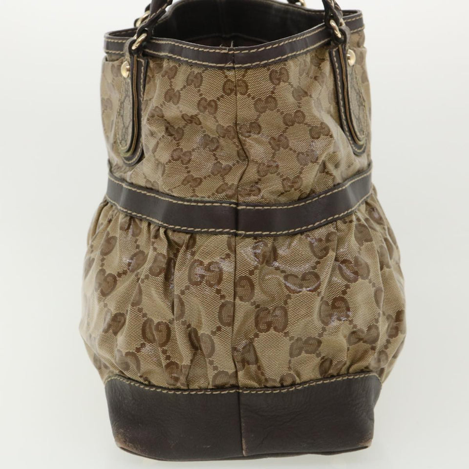 Gucci GG Canvas Tote Bag Coated Canvas Beige Dark Brown am3623