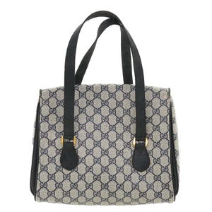 Gucci GG Canvas Hand Bag PVC Leather Navy am3682