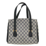 Gucci GG Canvas Hand Bag PVC Leather Navy am3682