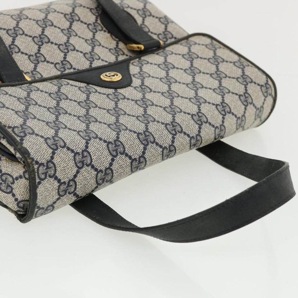 Gucci GG Canvas Hand Bag PVC Leather Navy am3682