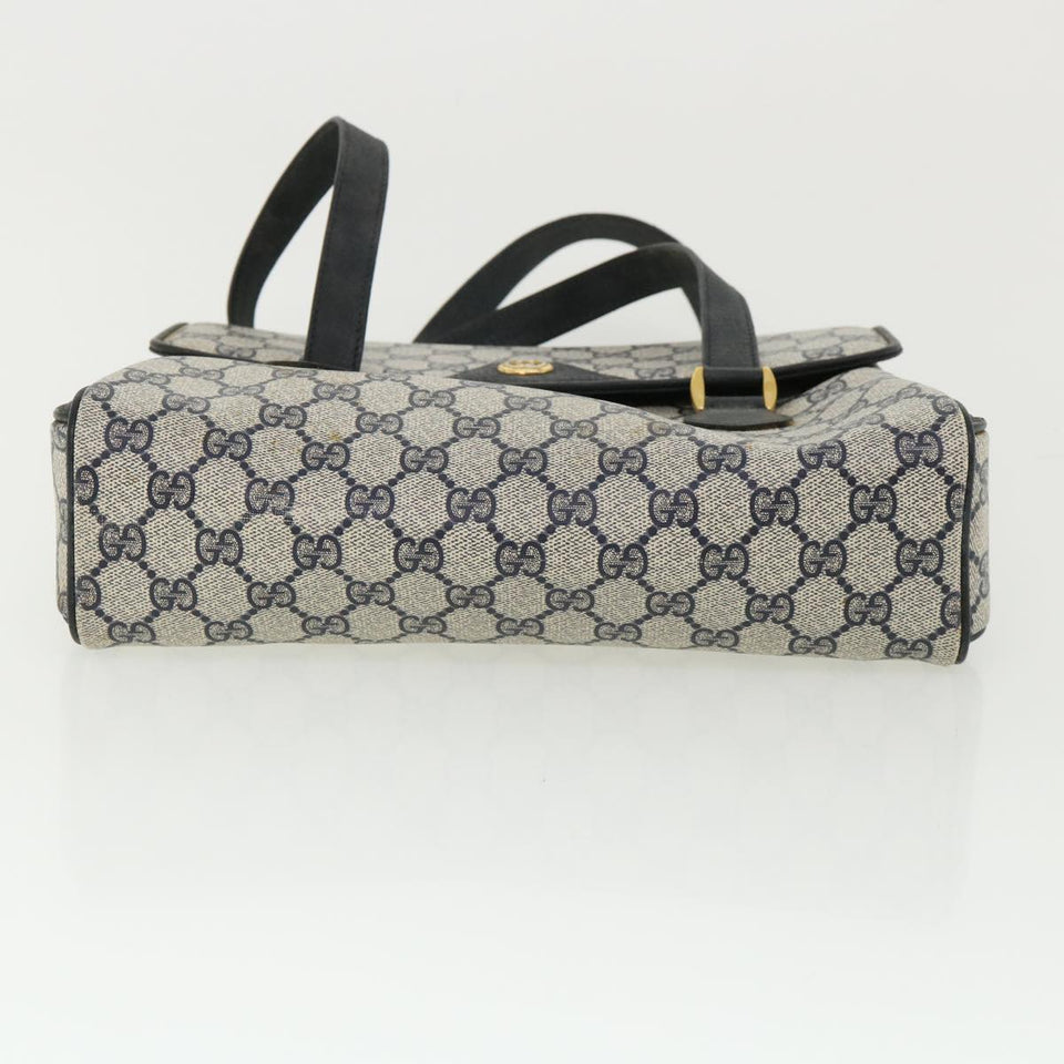 Gucci GG Canvas Hand Bag PVC Leather Navy am3682