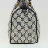 Gucci GG Canvas Sherry Line Hand Bag PVC Leather Gray Red Navy am3714