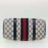 Gucci GG Canvas Sherry Line Hand Bag PVC Leather Gray Red Navy am3714