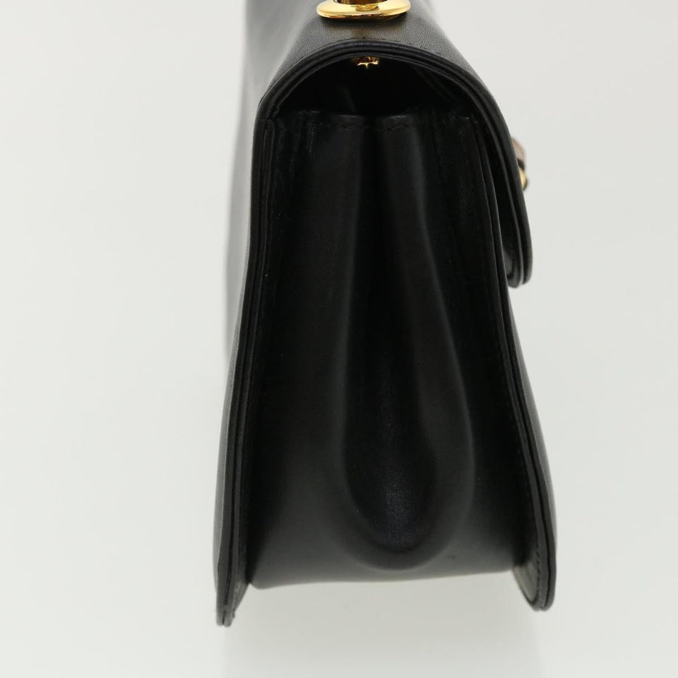 Gucci Bamboo Chain Hand Bag Leather Black 0011151497 am3810